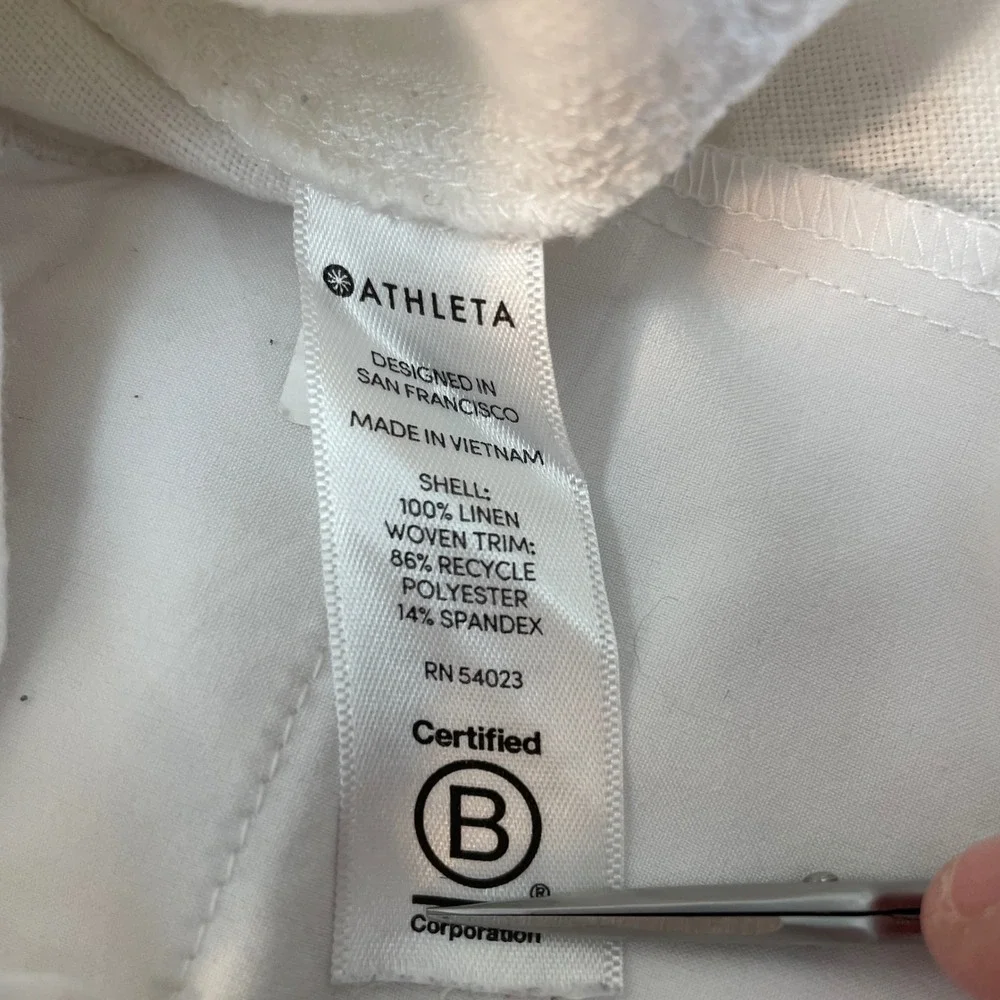Athleta White 100% Linen Drawstring Shorts Women‎ Size 4 Pocketed